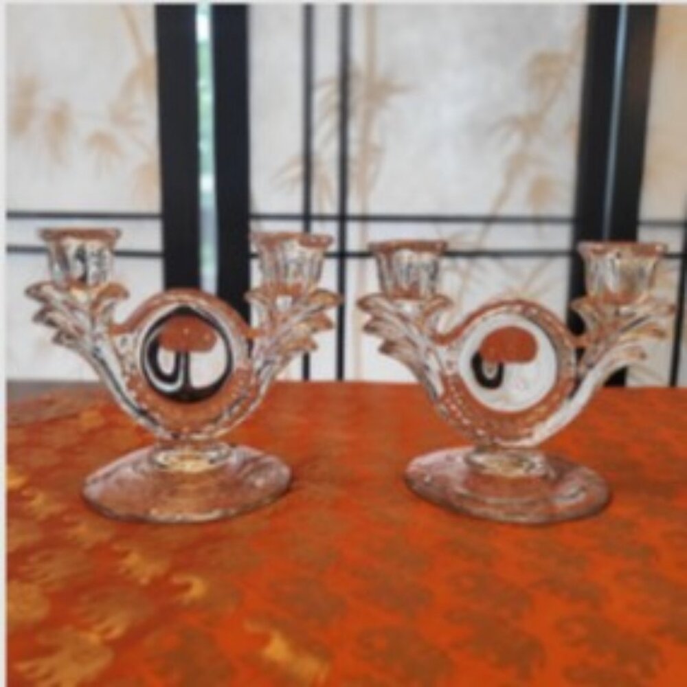 1930s Pair of Duncan Miller Double Candlestick Holder